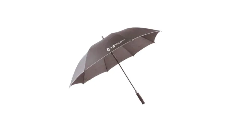Manual Open Long Golf Umbrella with silver lining (black)